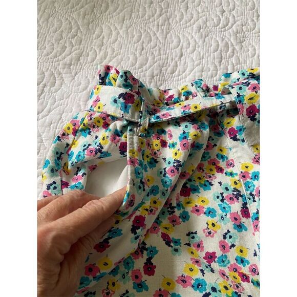A.N.A. Floral Print Shorts Size M Linen Blend Multicolor Elastic Waistband - Picture 7 of 11